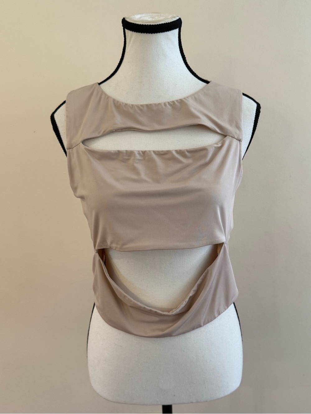 Cotton On Sleeveless Cutout Crop Top in Beige large